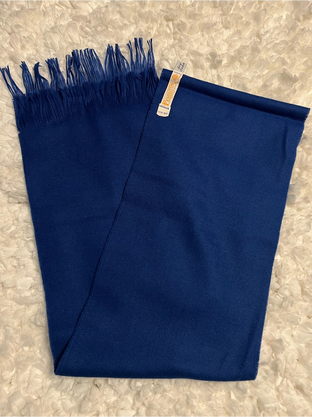 Pendleton NEW 100% Virgin Wool Scarf Blue With Fringe 70” Long